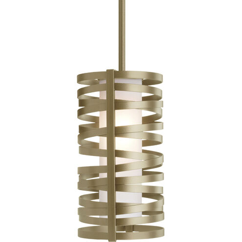 Tempest 1 Light 6 inch Gilded Brass Pendant Ceiling Light in Rod, Frosted